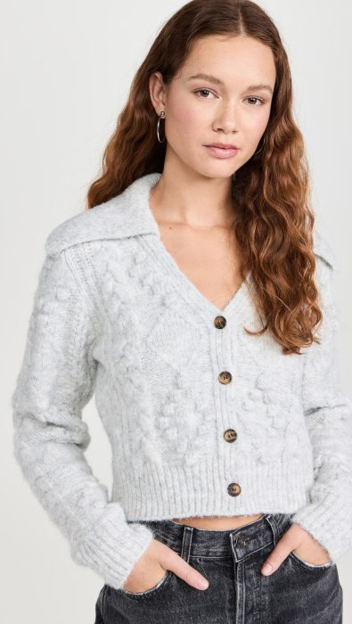 LE JEAN Cable Knit Cardigan