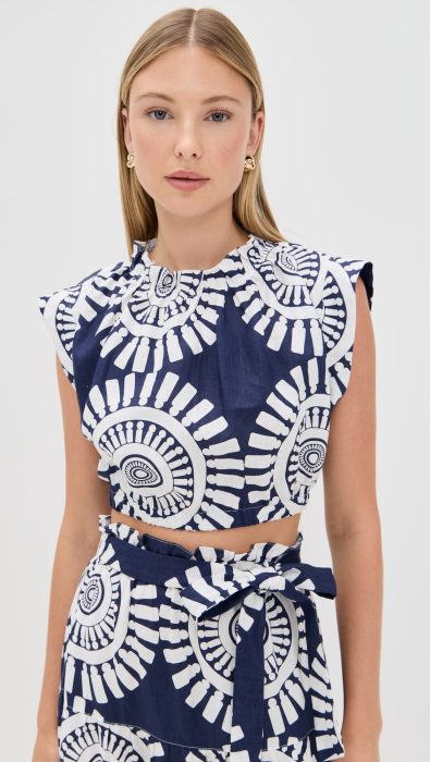lemlem Muna Ruched Crop Top