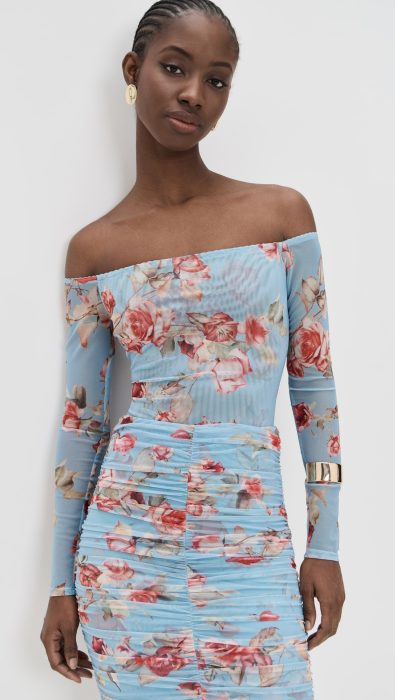 L'AGENCE Peonie Off Shoulder Thong Bodysuit