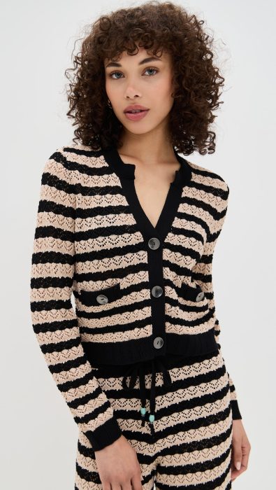 L'AGENCE Orla Pointelle Knit Cardigan