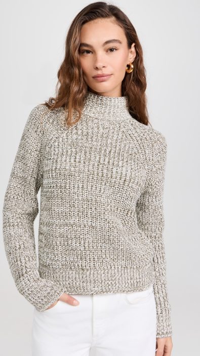 Madewell Vernon Marl Cotton Mock Neck Pullover