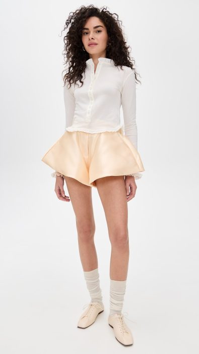 Marques'Almeida Heavy Satin Volume Draped Shorts