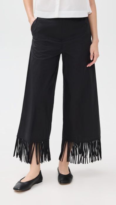 MEIMEIJ Poplin Pants with Fringes Detail at Bottom