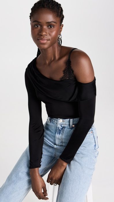 Night Night by Jonathan Simkhai Nadia One Shoulder Thong Bodysuit