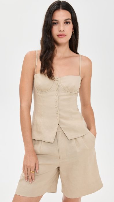 Onia Air Linen Underwire Corset Top