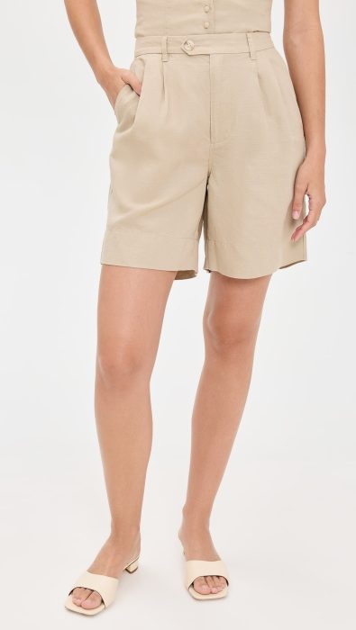 Onia Air Linen Pleated Bermuda Shorts