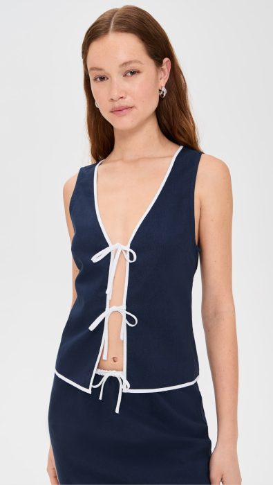 Onia Air Linen Tie Front Tank