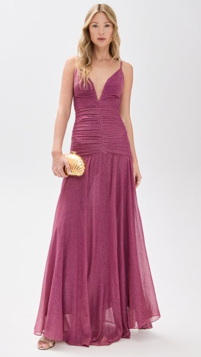 PatBO Metallic Plunge Dress