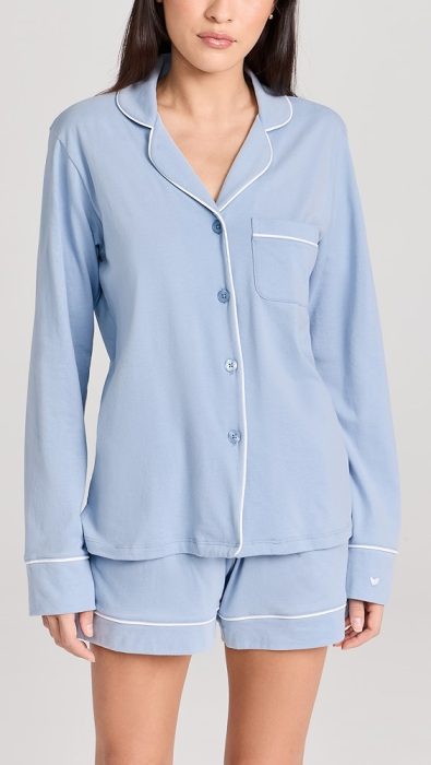 Petite Plume Pima Cotton Periwinkle Long Sleeve PJ Set