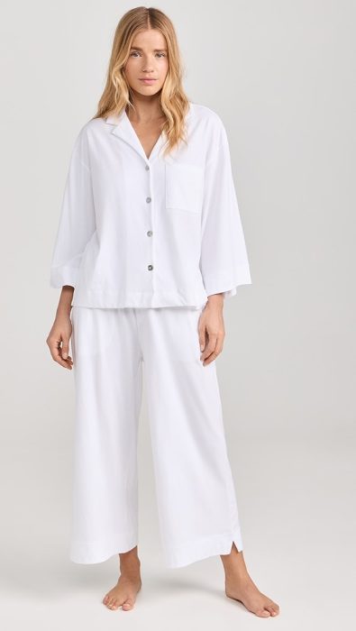 Petite Plume Luxe Pima White Wide Leg Pajama