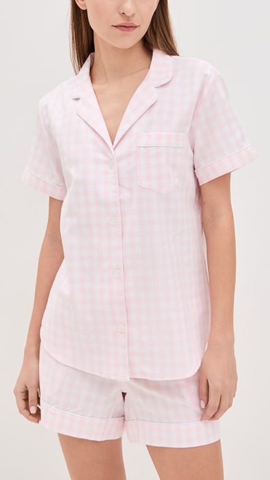 Petite Plume Gingham Shorts Pj Set