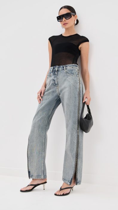 3.1 Phillip Lim Denim Curve Pants with Zippers