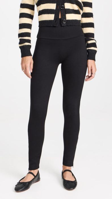 Plush High-Waist Slim Pants with Zippers