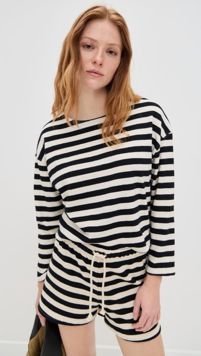 perfectwhitetee Taylor Recycled Cotton Striped Long Sleeve Tee
