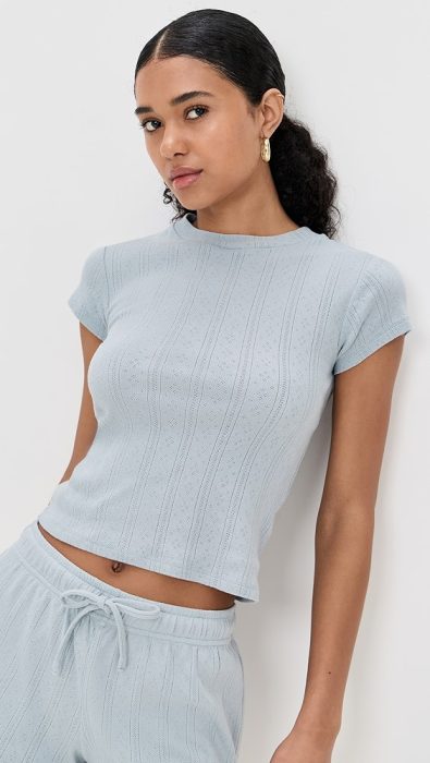 perfectwhitetee Katy Pointelle Baby Tee