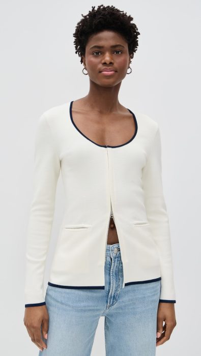 rag & bone Ella Scoop Neck Zip Up Cardigan