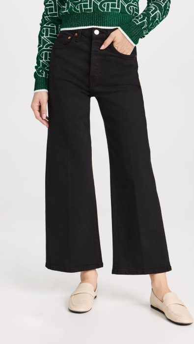 RE/DONE High Rise Wide Leg Crop Jeans