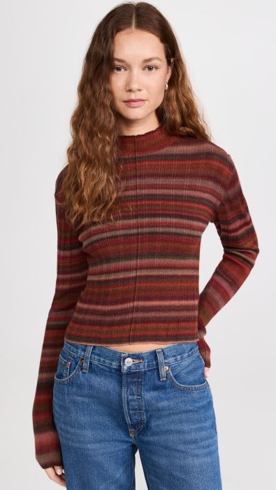 RE/DONE Ribbed Mock Neck Pullover