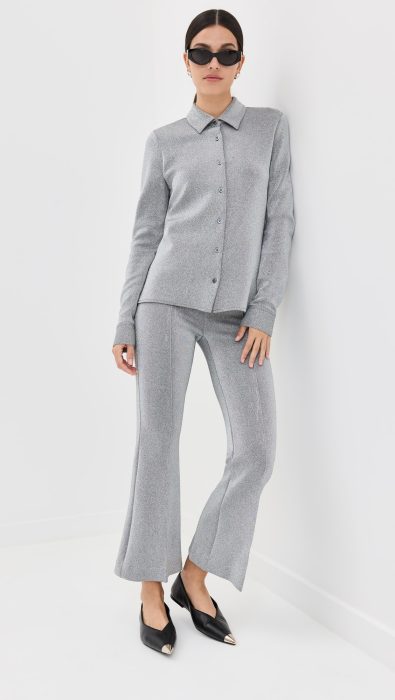 Rosetta Getty Pull-On Cropped Flare Pants