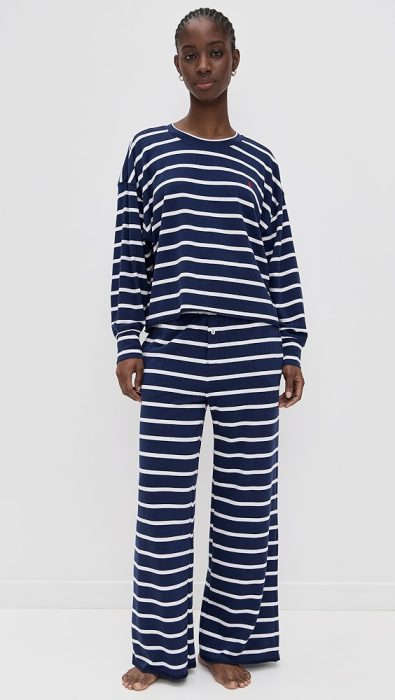 Polo Ralph Lauren Crew Neck Wide Leg Pants PJ Set