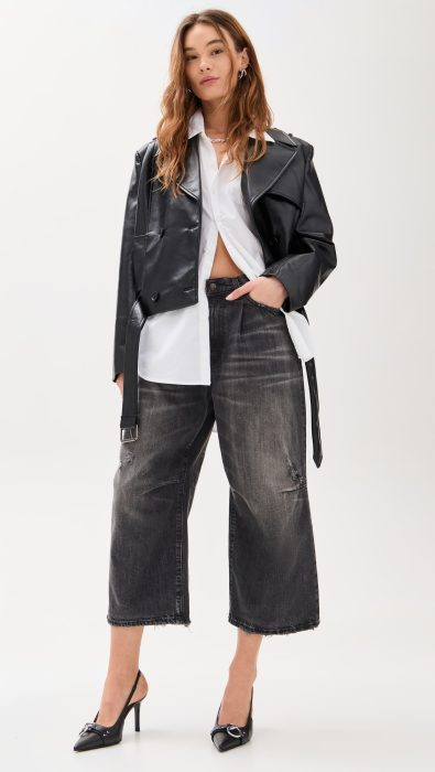 R13 Crop Wide Leg Jeans