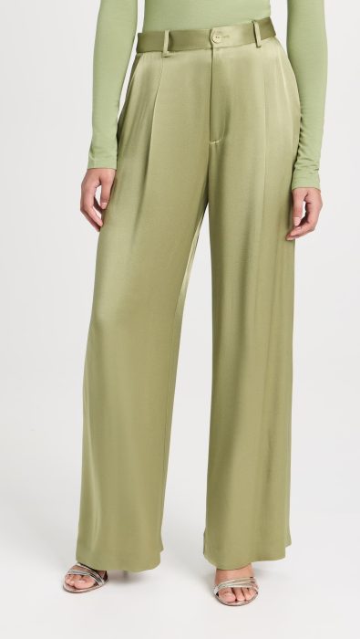 LAPOINTE Doubleface Satin Relaxed Pleated Pants