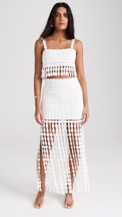 Saylor Elie Fringe Midi Skirt Set
