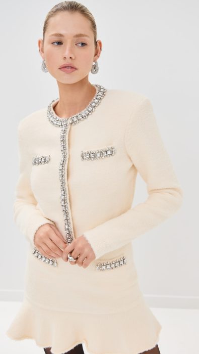 Self Portrait Cream Soft Knit Cardigan