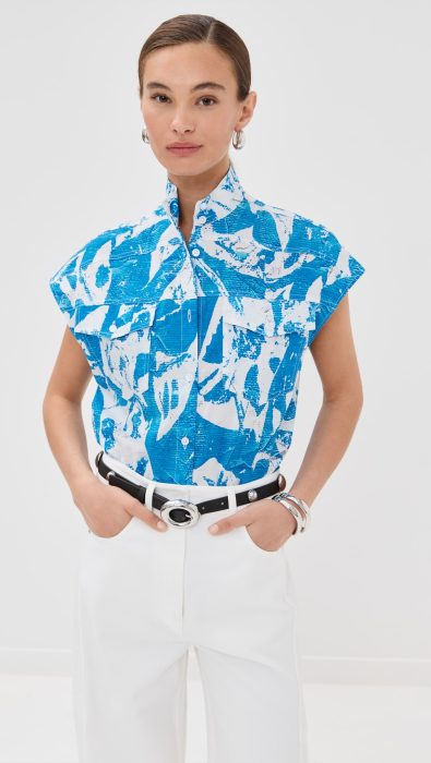 Stella Jean Short Sleeve Button Up Top