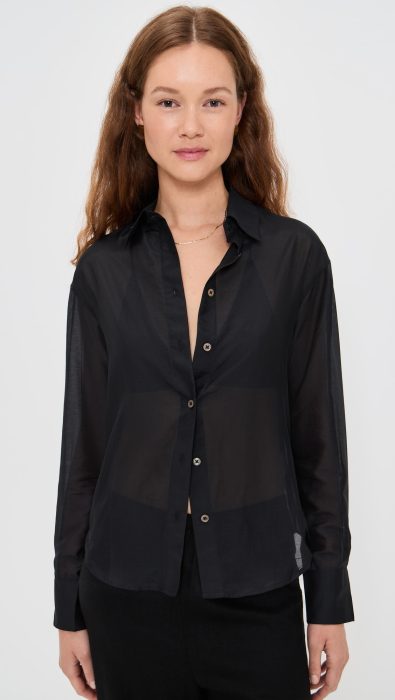 Sold Out NYC The Sheer Silk Shirt in Black