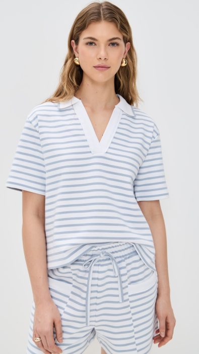 Splendid Cassie Terry Striped Polo