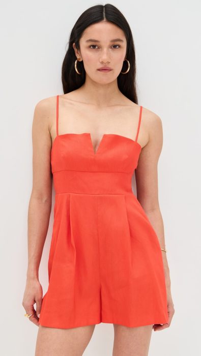 Susana Monaco Stretch Linen V Wire Romper