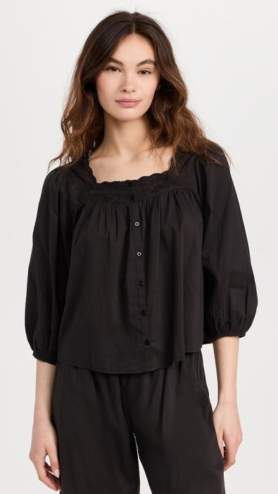 THE GREAT. The Eyelet Button Sleep Top