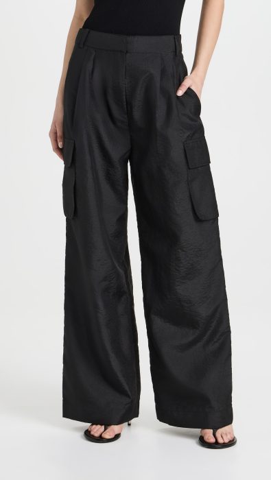 Tibi Crispy Nylon Pleated Cargo  Pant