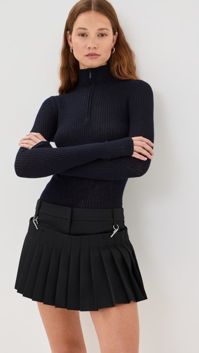 Tibi Grain De Poudre Convertible Pleated Shorts