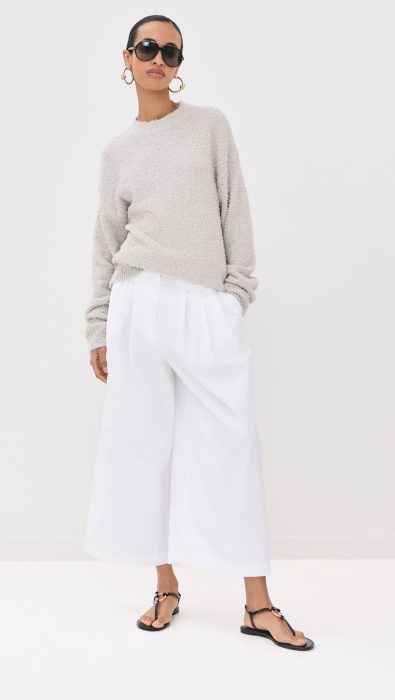 Tibi Bio Twill Triple Pleat Cropped Pants