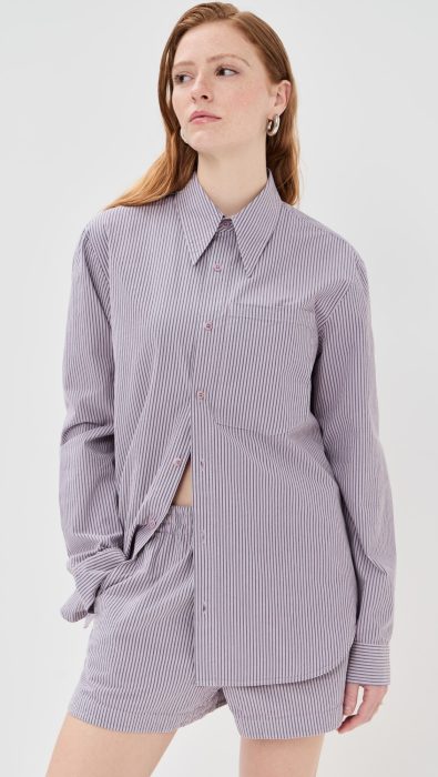 Tibi Garment Dyed Seersucker Classic Shirt