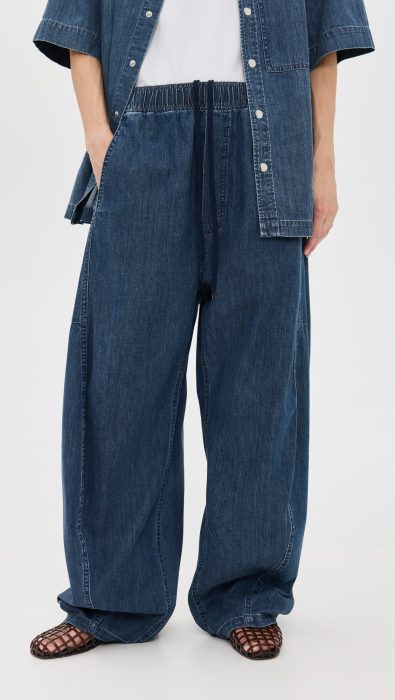 Tibi Summer Denim Classic Wash Winslow Pants Petite