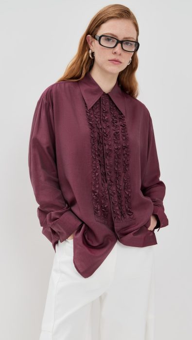 Tibi Silk Voile Easy Tuxedo Shirt