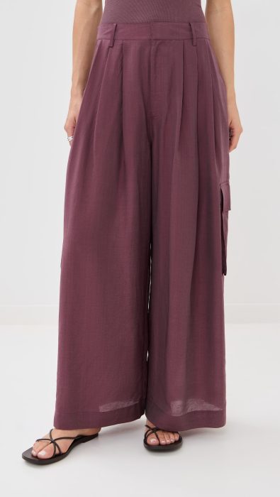 Tibi Silk Voile Cargo Triple Pleat Pants