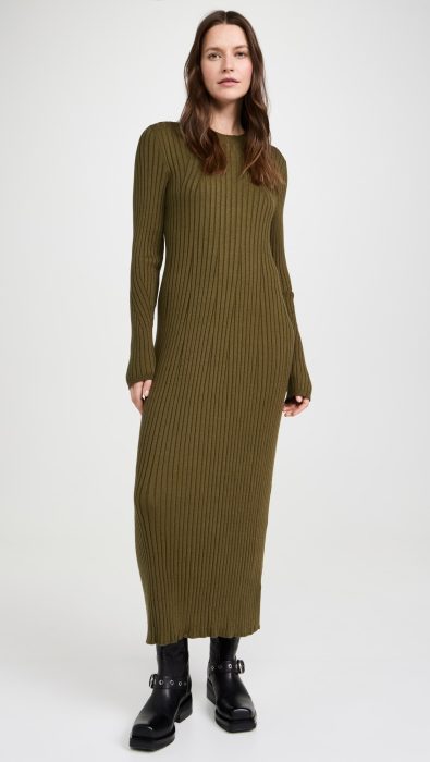 Varley Axel Rib Knit Midi Dress