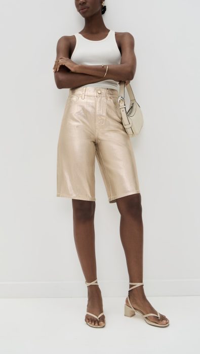 Veronica Beard Jean Charlotte Mid Rise Metallic Shorts