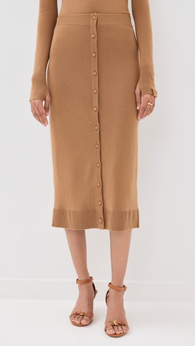 Victoria Beckham Button Detail Midi Skirt