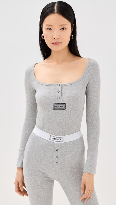 Versace Cotton Rib Embroidery Patch Underwear T-Shirt