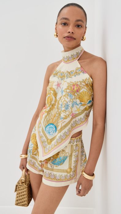 Versace Voile Underwater Barocco Print Top