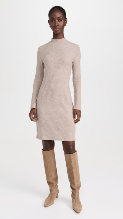 Vince Rib Long Sleeve Short Dress