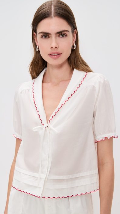 WAYF Elena Embroidered Top