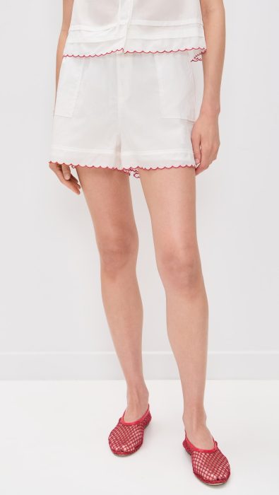 WAYF Elena Embroidered Shorts