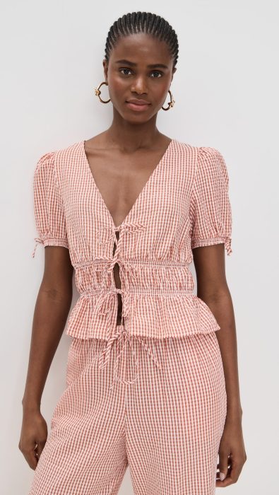 WAYF Nina Tie Front Top