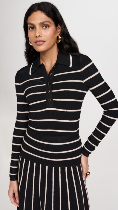Zimmermann Crush Stripe Long Sleeve Polo